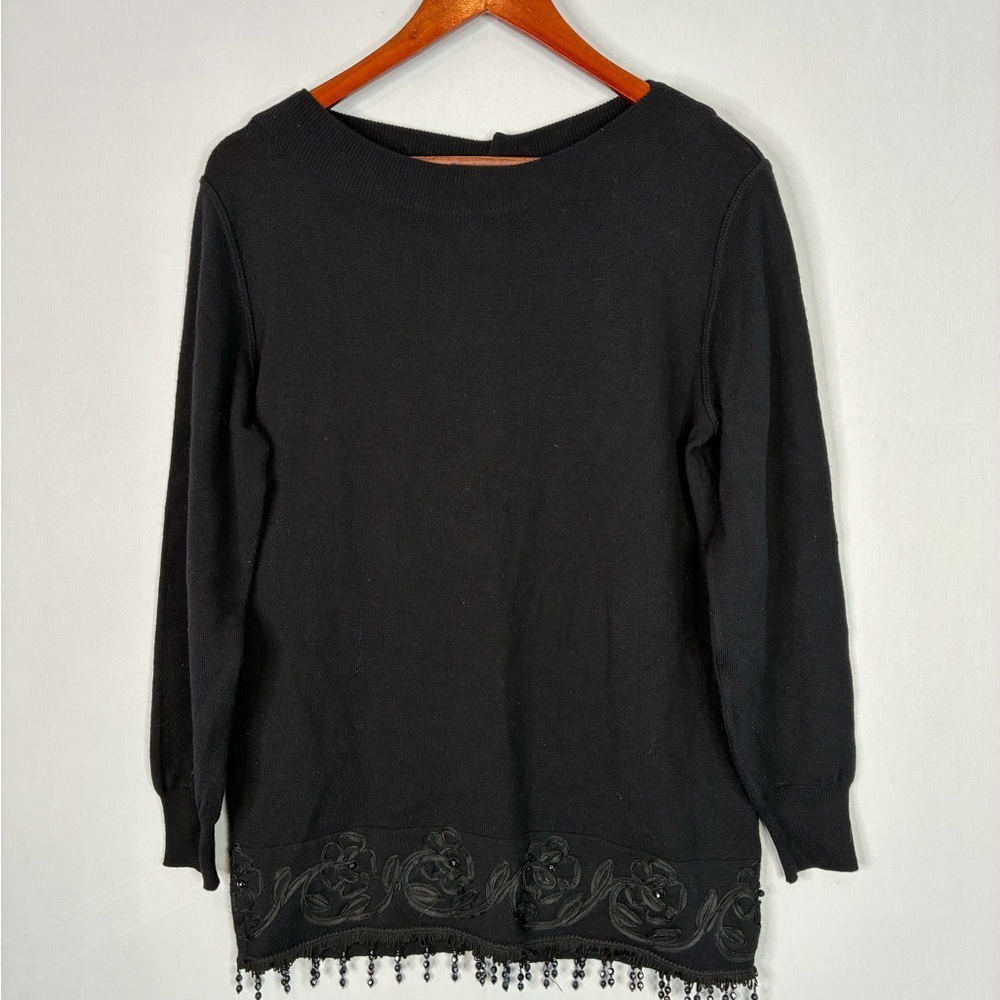 Shasa Black Embroidered/beaded sweater Size M